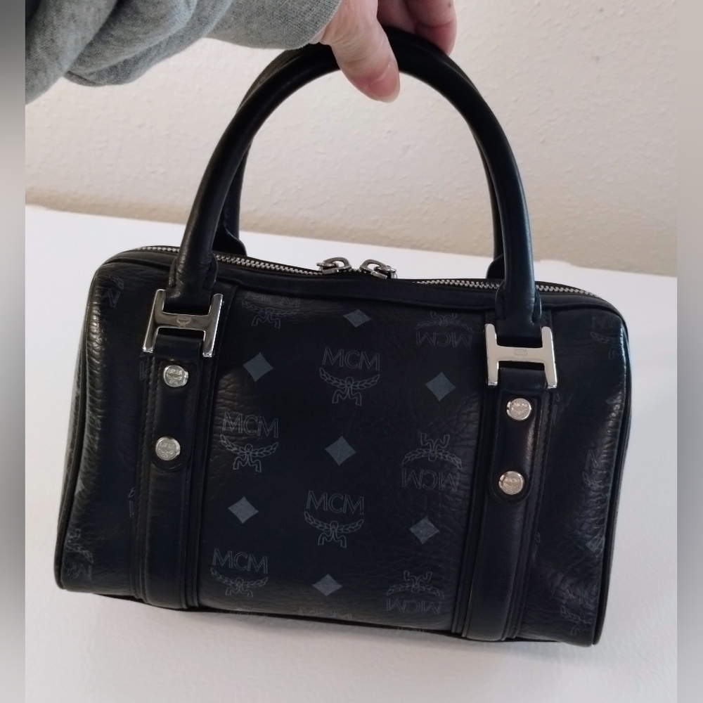 MCM Mini Boston Bag Black Visetos - Picture 2 of 12
